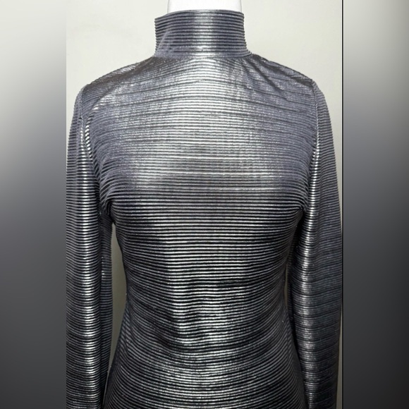 Free People Metallic Open Back Maxi Dress Silver Long Sleeve S XL - Picture 5 of 13